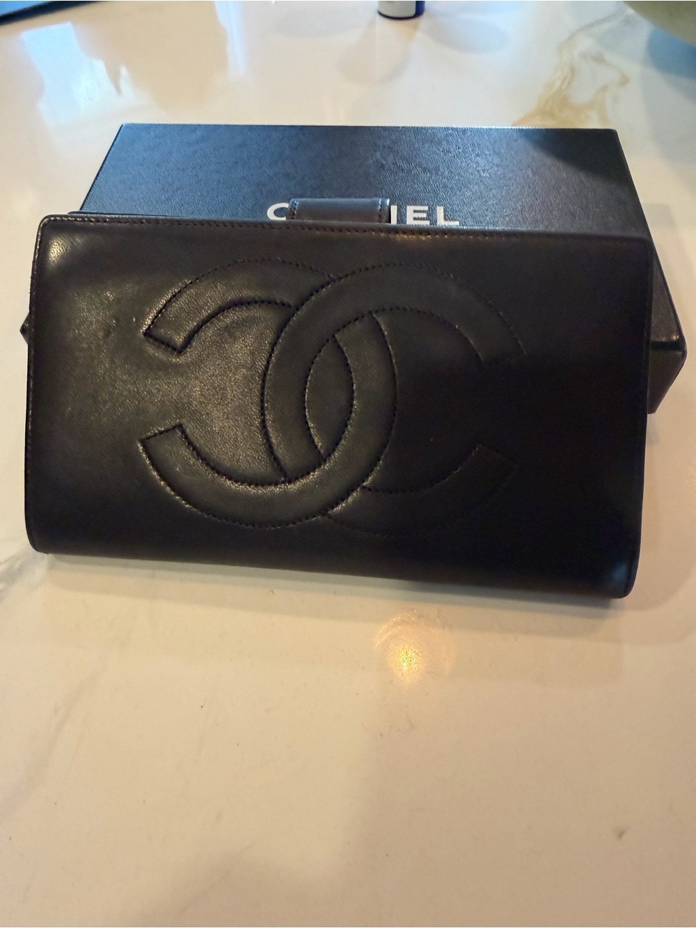 CHANEL Black Large CC Flap Wallet in Smooth Leather